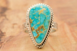 Genuine Kingman Turquoise Sterling Silver Native American Ring